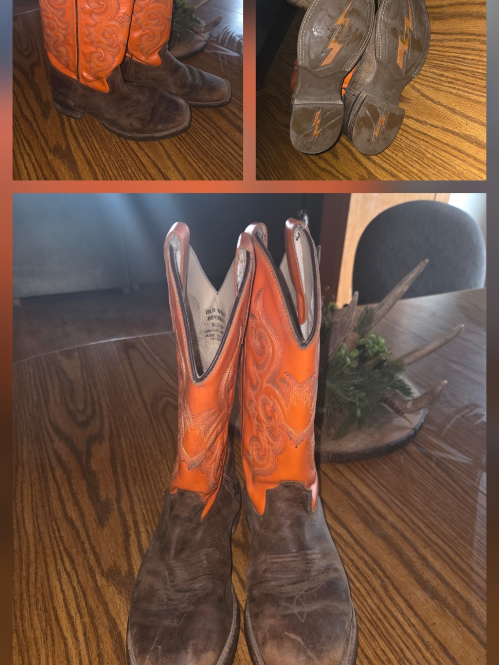 Kids Orange and Brown Cowboy Boots - Brand Old West